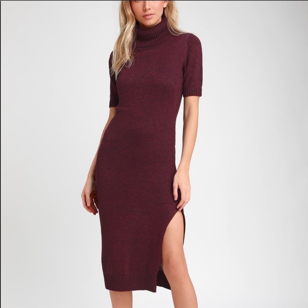 Lulu’s Burgundy Midi Sweater Dress